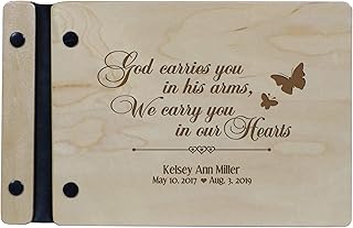 LifeSong Milestones Engraved Personalized Solid Maple Wood Memorial Sympathy Ceremony Guest Book for Funeral Service - Loss of Loved One Celebration of Life 9.5