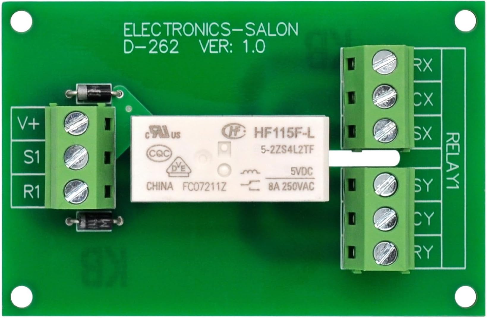 ELECTRONICS-SALON Passive Latching DPDT 8 Amp Power Relay Module, 5V Version