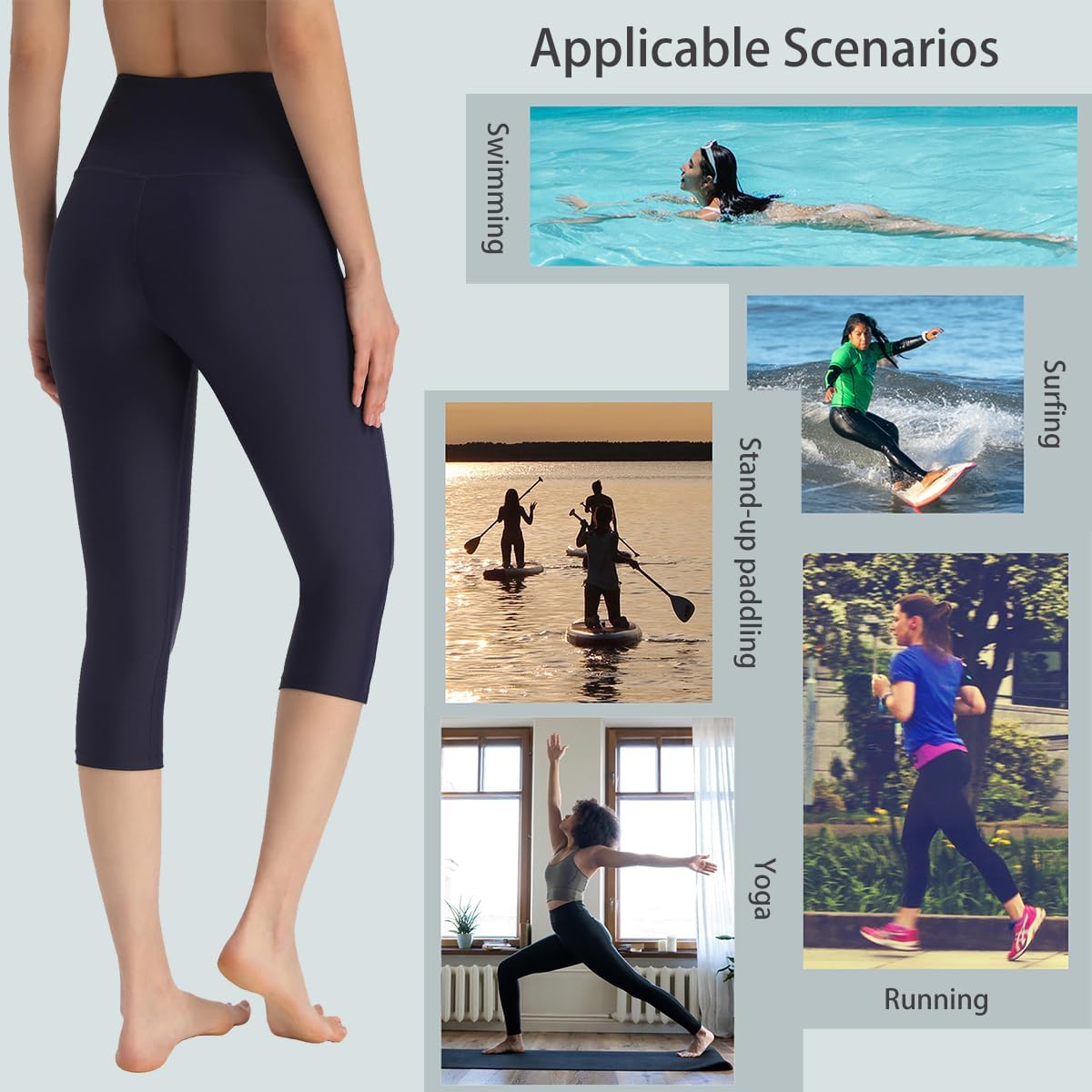 Ubestyle UPF 50+ High Waist Swim Leggings for Women Swim Capris Swim Pant Swim Tights Beach Pants Sun Protective - Image 5