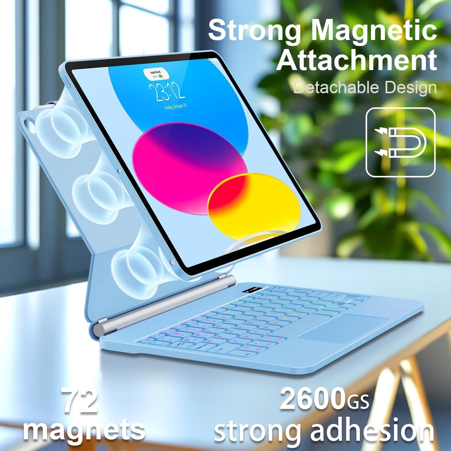 for iPad (A16) 11th/10th Generation Case with Keyboard – Magic-Style Magnetic – Floating Cantilever Stand - Backlit - Multi-Touch Trackpad Keyboard Case for iPad 11 inch &10th Gen 10.9 inch
