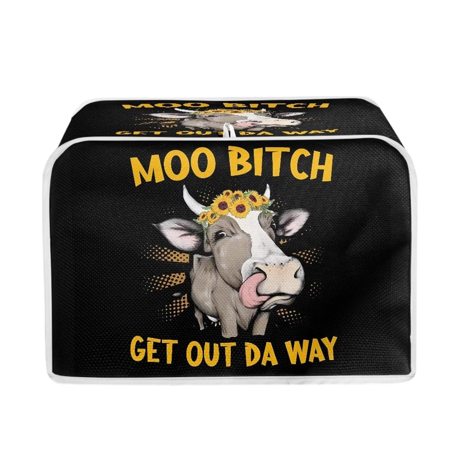 Psesaysky Cow 2 Slice Toaster Covers Dust Covers Small Appliance Cover to Keep Clean Kitchen Accessories Waterproof Bakeware Protector with Top Hook