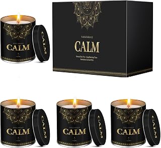 WarmEmbrace Scented Candles, 9 Oz Jar Candles for Home, Office, Meditation, Yoga, Candles for Women & Men, Birthday, Anniversary, Valentine's Day Present, Lavender, Vanilla, Rose & Sandalwood, Lemon