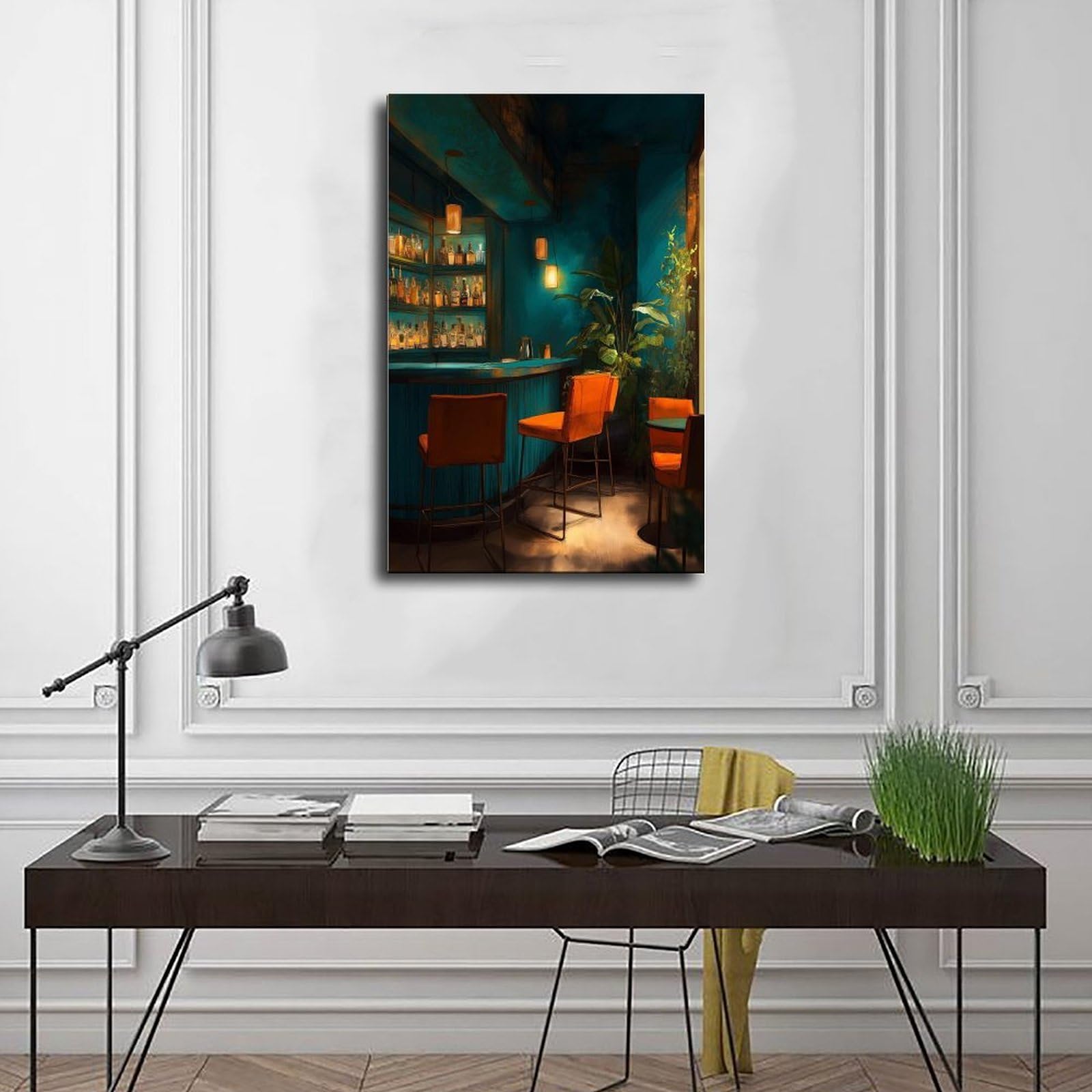 Elegante poster da interni per bar, decorazione moderna su tela, decorazione artistica da parete per soggiorno, camera da letto, decorazione 40,6 cm di lunghezza x 61 cm di larghezza