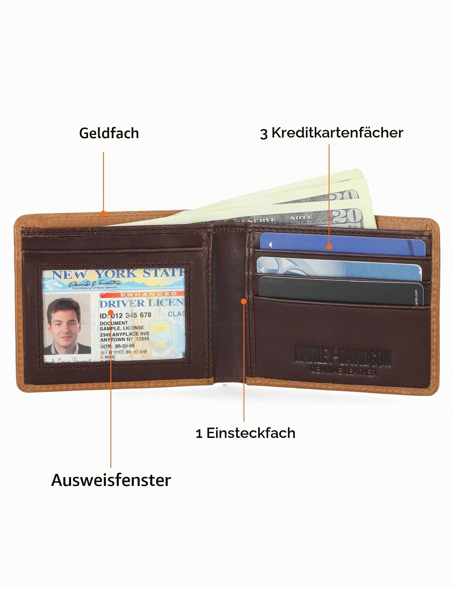 Harley Davidson Herren-Geldbörse aus Leder, RFID-blockierend, Geldbeutel
