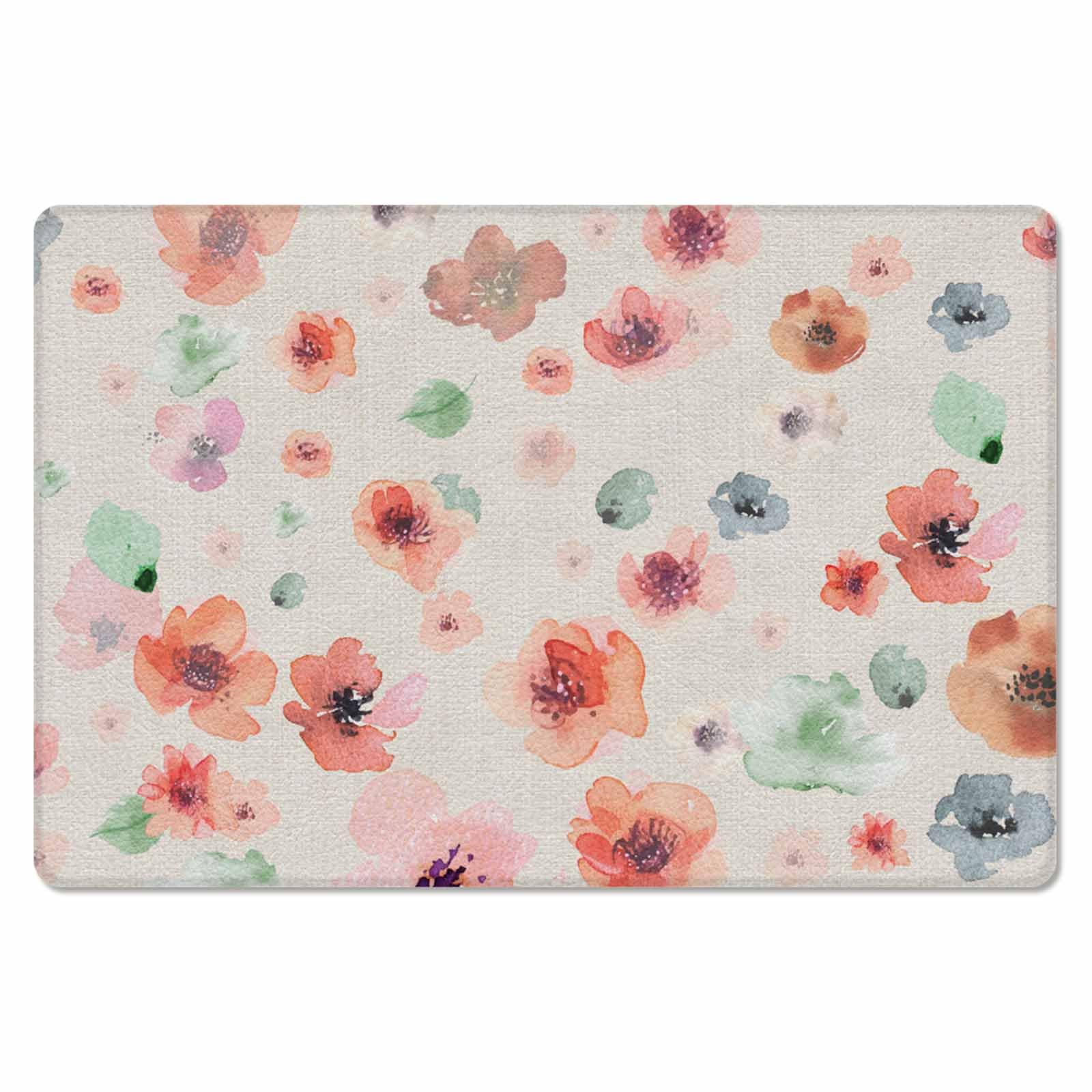 Modern Flower Kitchen Bath Door Mat Cushioned Runner Rug,Washable Welcome Floor Sink Antifatigue Mat,Waterproof & Non-Slip Comfort Standing Doormat,Abstract Colorful Chinese Painting Floral 24