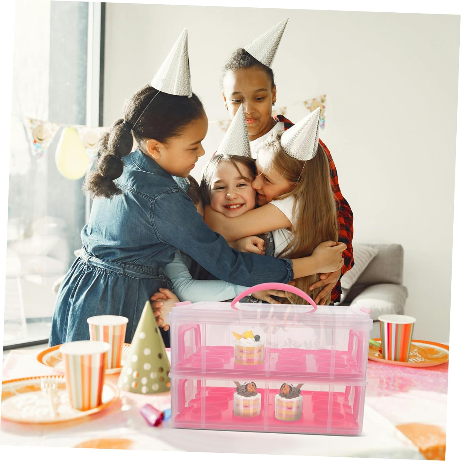 Multi-layer Cupcake Storage Box Handle Portable Dessert Carrier for Muffins Pastries for Bakeries Catering and Parties Design