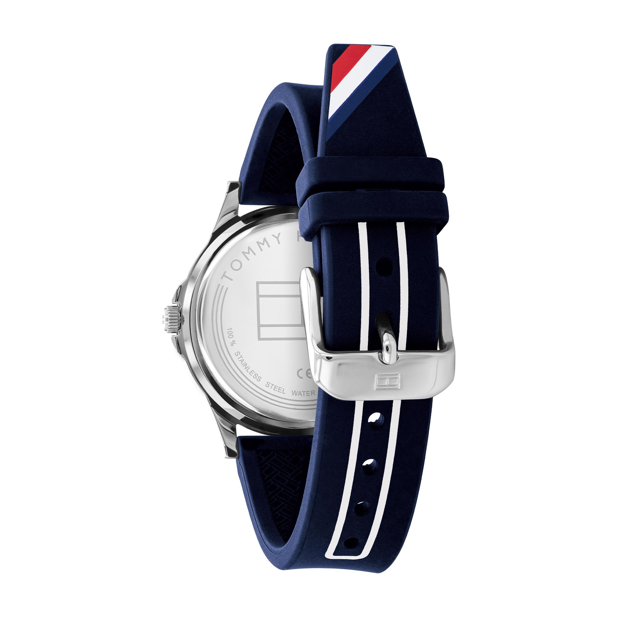Tommy Hilfiger Reloj para Niño con Esfera Azul, Correa de Silicona Azul, Caja de Acero Inoxidable de 34mm, Bisel de Aluminio, Movimiento de Cuarzo de 3 Manecillas, Resistente al Agua 5 ATM - 1720016