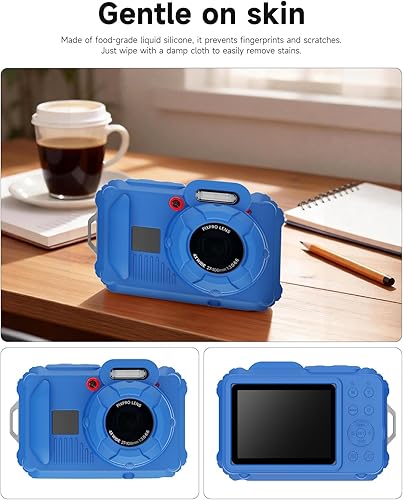 Miniatura 4 de Funda protectora de silicona para cámara digital Pixpro wpz2 con tapa extraíble para lente, protector de pantalla y cordón - (azul profundo)