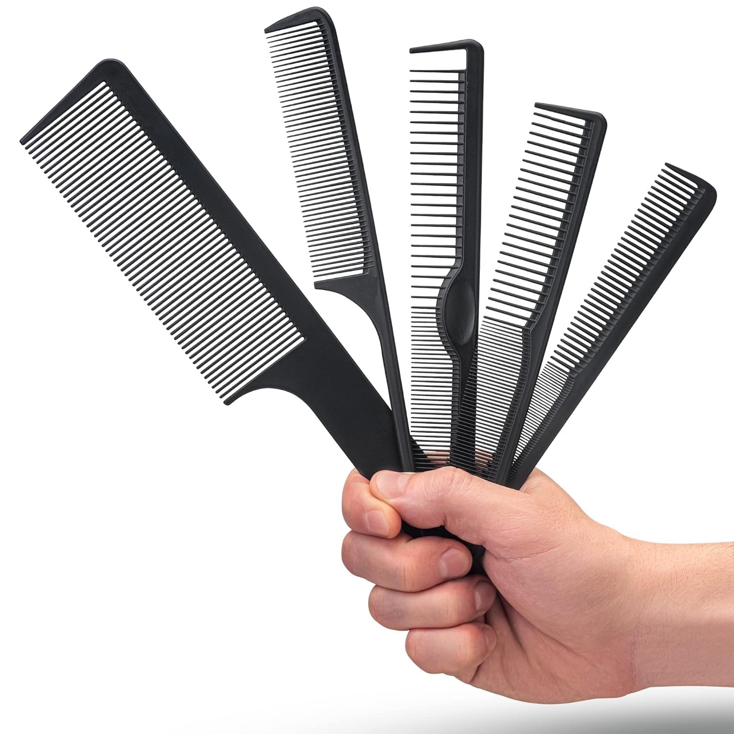 5 Pcs High Carbon Hair Comb for Men - Bend-Proof Styling Comb Set, Heat Resistant Barber Combs Professional, Anti-Static Mens Combs for Hair Stylist, Hair Comb Set for Men - Peines Para Cabello