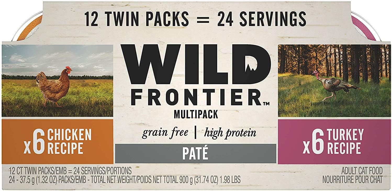 DISCONTINUED BY MANUFACTURER: WILD FRONTIER PERFECT PORTIONS Wet Cat Food Patรฉ Variety Pack: (6) 2.6 Ounce Chicken Recipe Trays and (6) 2.6 Ounce Turkey Recipe Trays