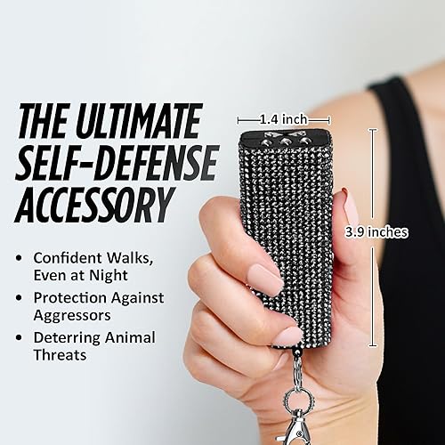 Miniatura 6 de Guard Dog Security Mini llavero de pistola aturdidora con brillos, potente pistola aturdidora para mujeres con linterna LED, recargable por USB