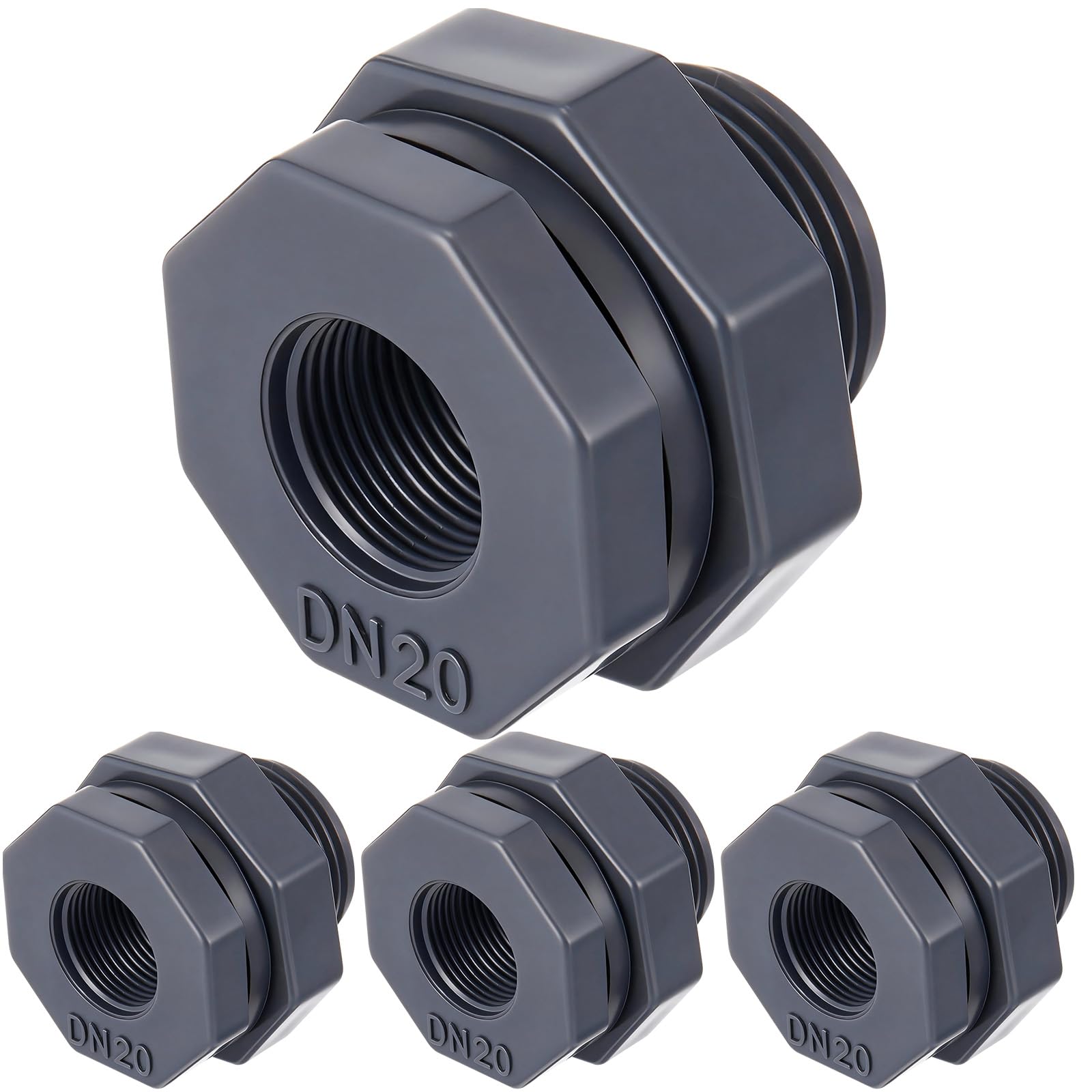 4 Pcs 3/4 Inch Bulkhead Fitting PVC Npt Tank Connector