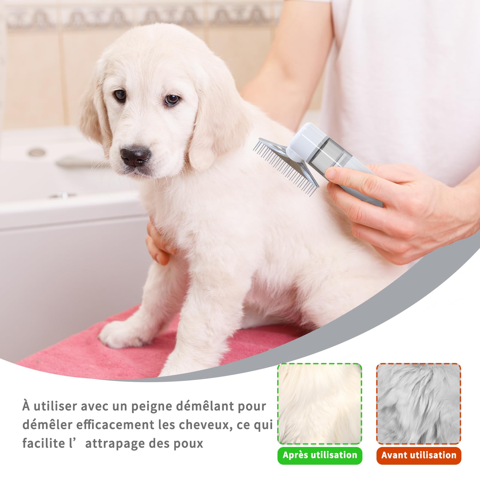 Ricarica Wireless Pettine Anti Pidocchi Elettrico,Portatile Aspirapolvere A Pidocchi,Filtro Riutilizzabile Pettine Anti Pidocchi Adatto A Bambini, Animali Domestici E Tutti I Tipi Di Capelli Prodotto