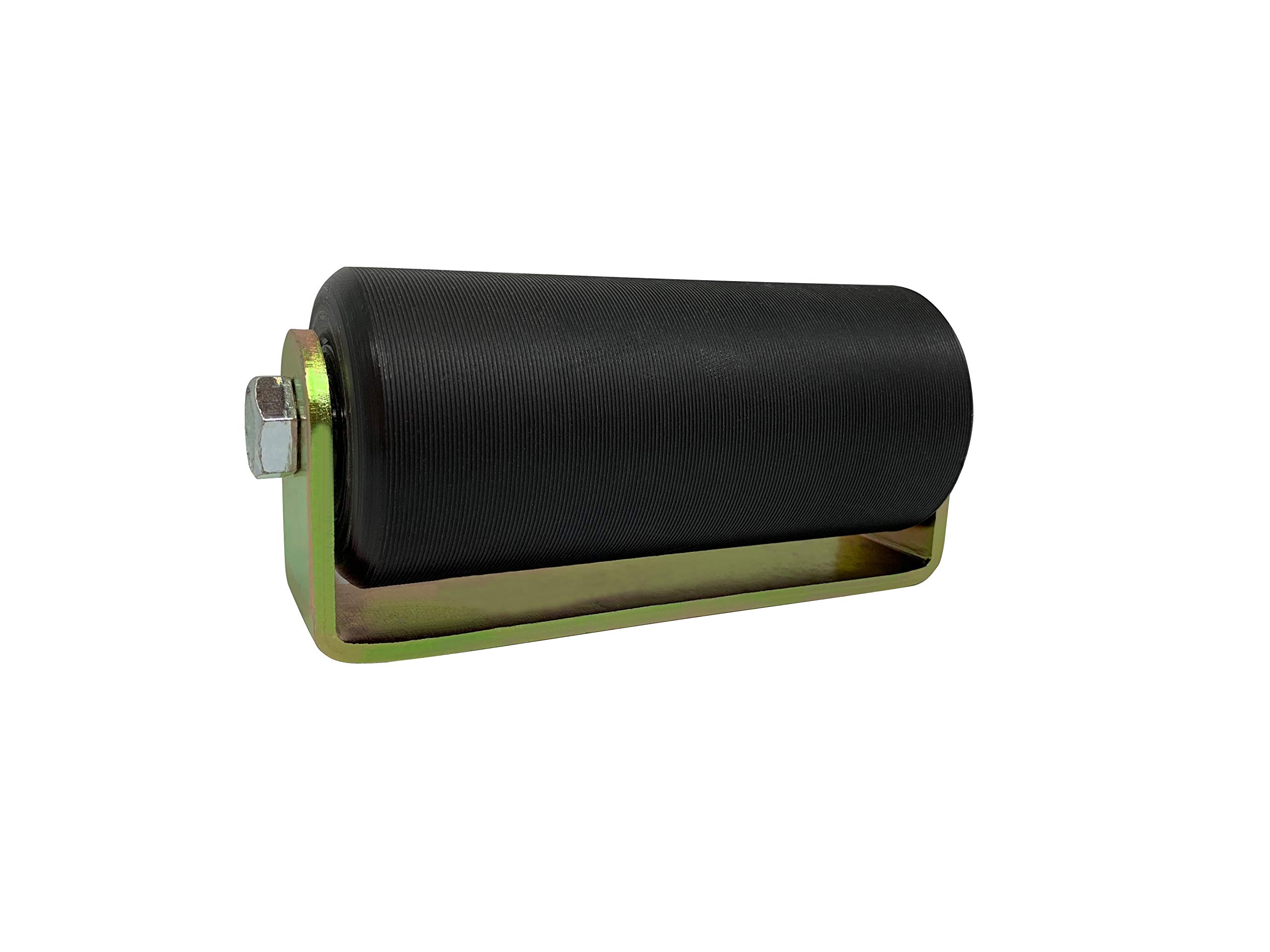 Eagle EG104 - Rullo guida per cancelletto scorrevole, 15,2 cm, saldato sul retro, resistente, con cuscinetto a sfera, chiusura a scorrimento, in nylon duro nero UHMW con staffa a C