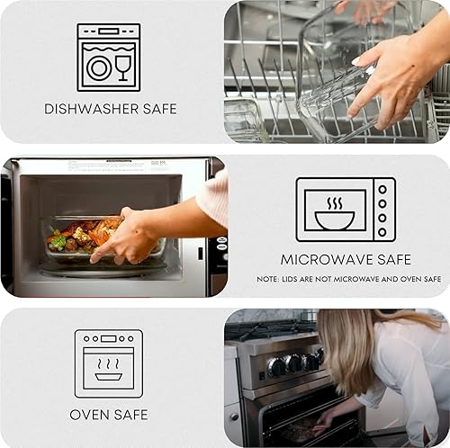 Miniatura 3 de Razab Recipientes grandes de vidrio para almacenamiento de alimentos de 92 onzas con tapas ventiladas, sin BPA, cierre hermético y tapas a prueba de