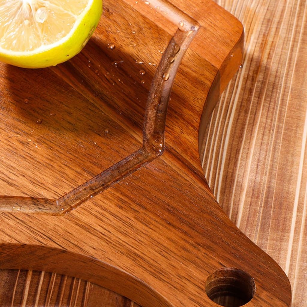 Tabla de Cortar de Madera, Tabla de Queso Madera Acacia con Asas Cortar(39 * 24 * 2cm)