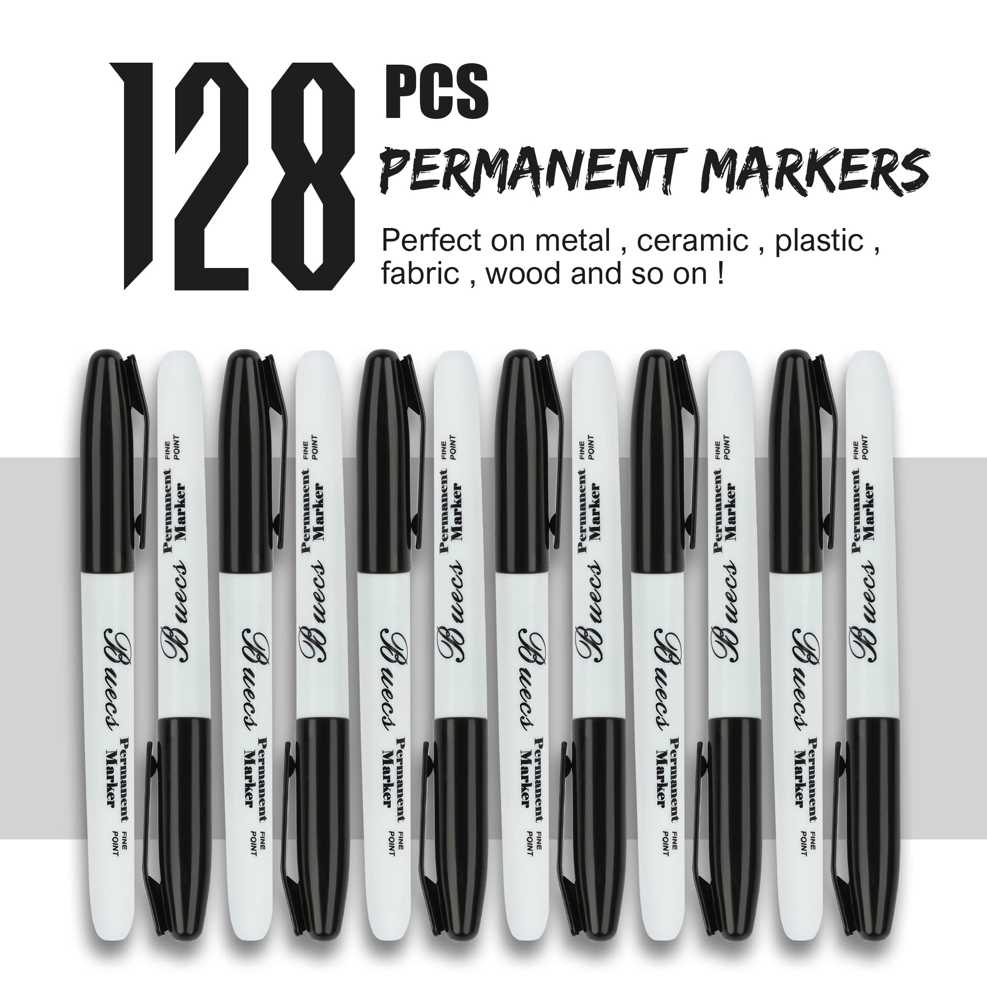 Amazon.com : Buecs Permanent Markers, 128 Count Black