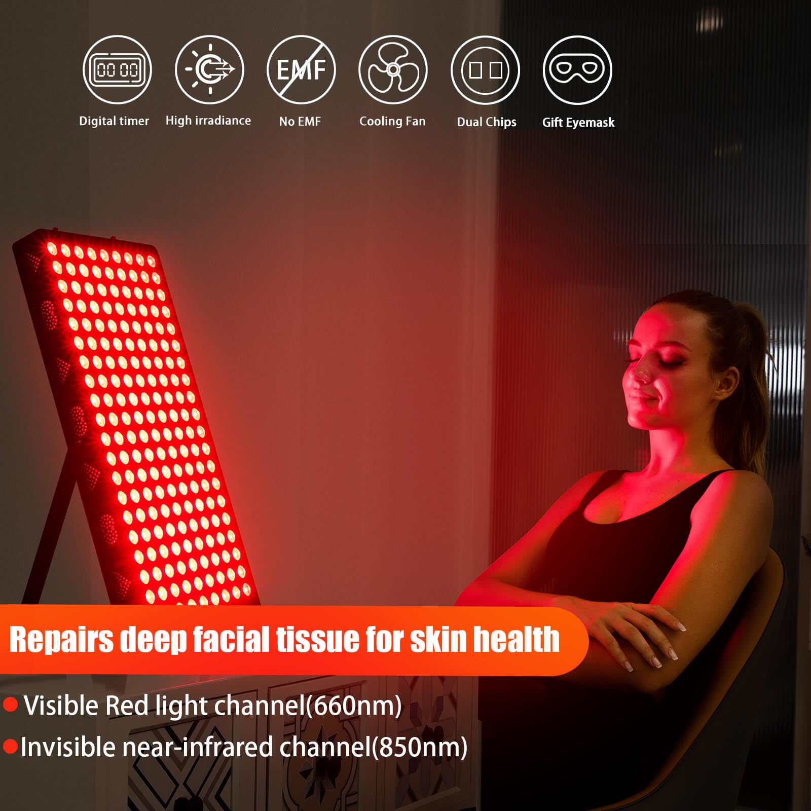 Red Light Therapy Panels,Red 660nm Near Infrared 850nm Light Therapy for Body with 180pcs LEDs (225W), Pain, Skin, Recovery, Sleep, Performance.