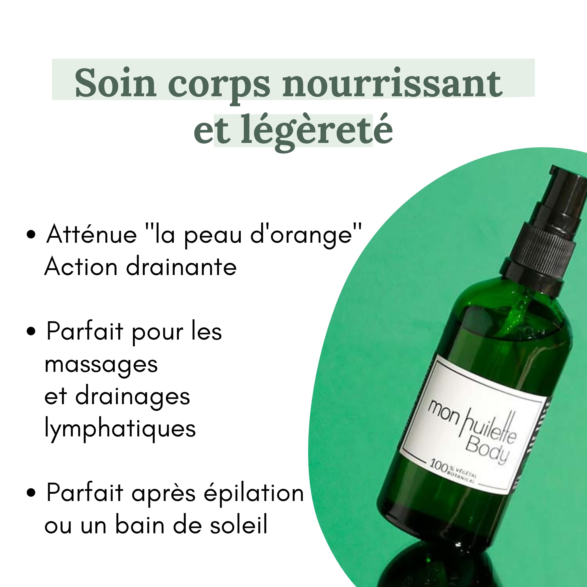 LES HUILETTES – Huile de Soin Corps BODY - Nourrissant, Drainante Et Raffermissante - Soin Pour Le Corps Idéal Pour Nourrir Et Relipider Les Peaux Sèches - Pour Massage et Drainage Lymphatiques