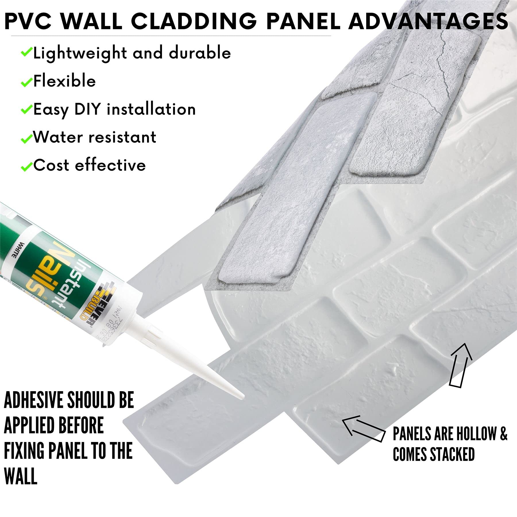 Buy Novecrafto Brick Effect Wall Panels Set Of 4 panels 1.88 m 20.