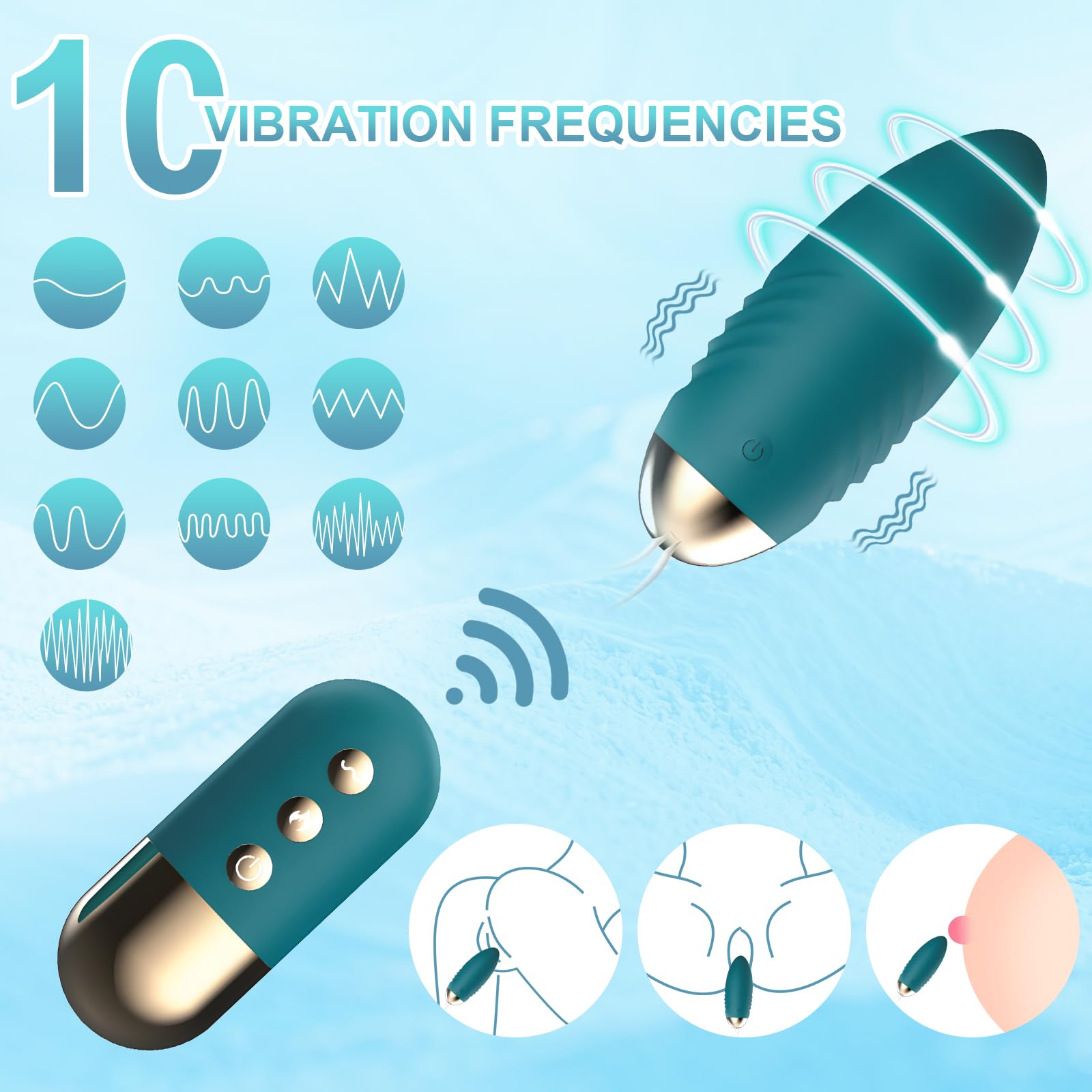 Vibratore con telecomando, stimolazione del punto G e del clitoride, 10 modalità di vibrazione, sex ball con telecomando, sex toy per coppie e donne, uovo vibrante ricaricabile, verde