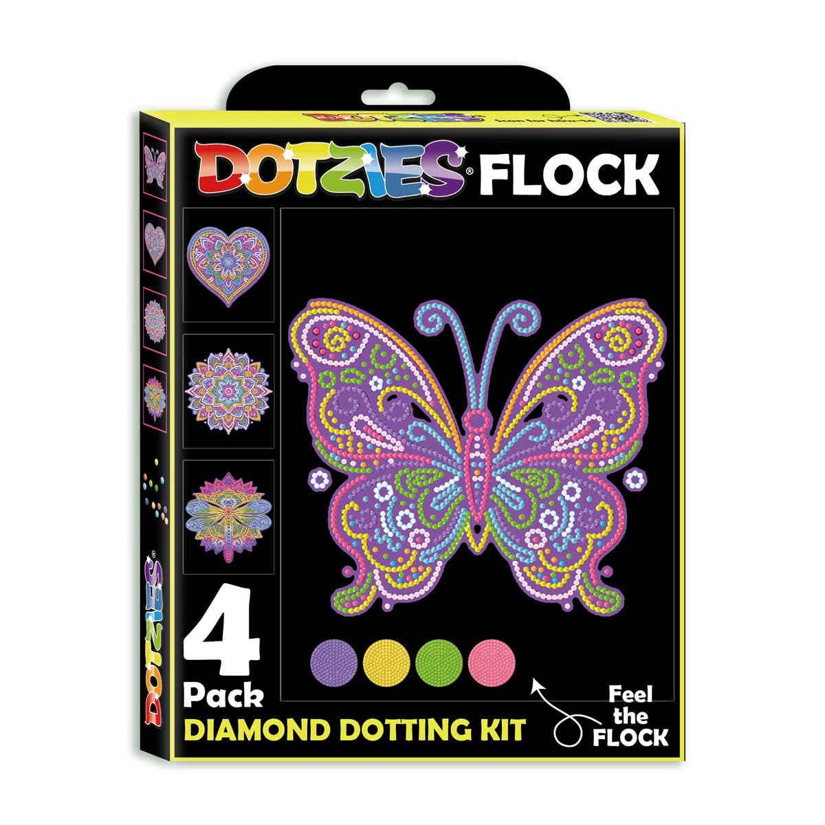 DIAMOND DOTZ DOTZIES 2594445 - Kit per pittura con diamanti 5D, motivo: animali marini al neon, 4 immagini colorate con brillantini, kit per dotting per bambini dai 6 anni in su, principianti