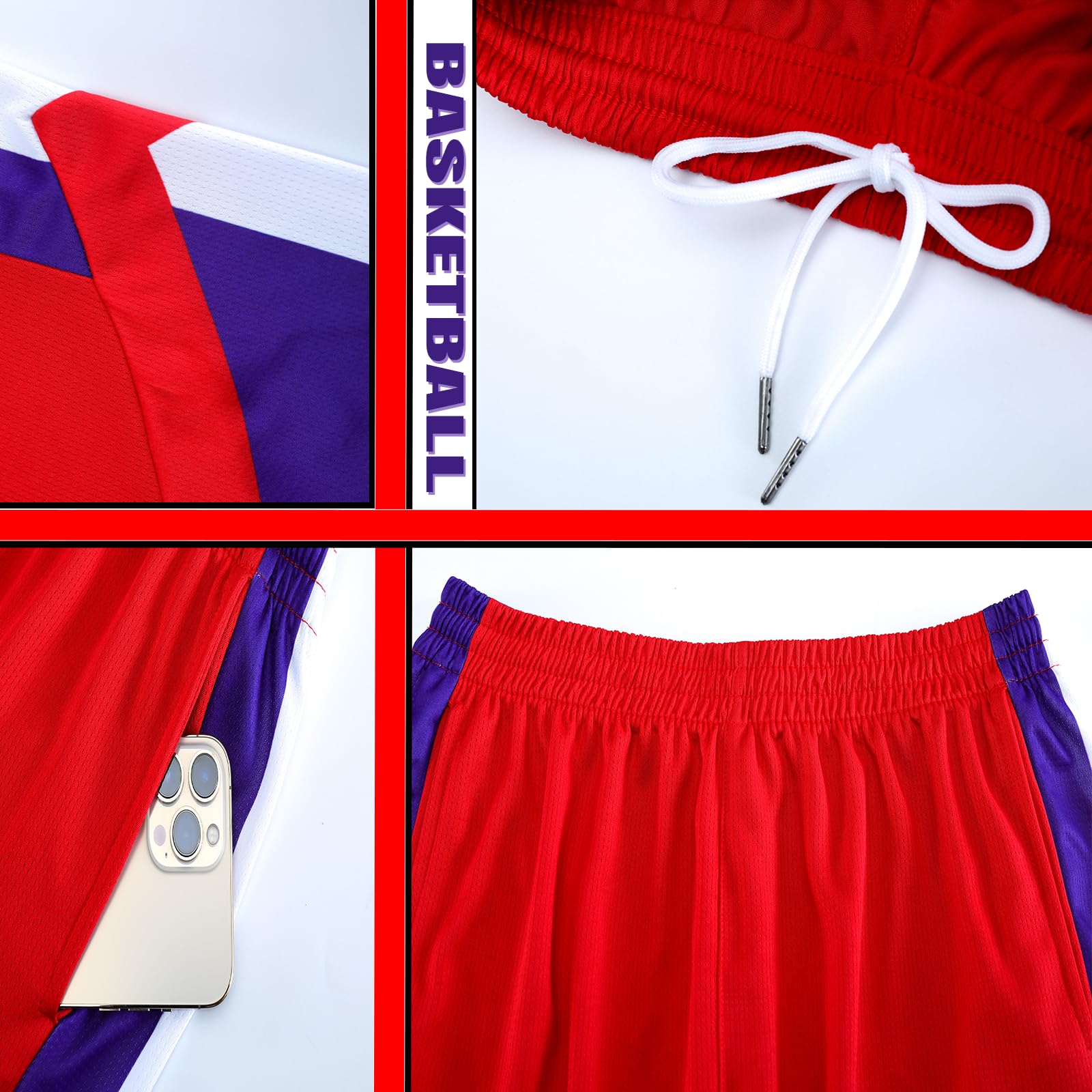 Basketball Trikot mit ärmel Herren Personalisierte Basketball Trikot Kinder Basketball Jersey Trikot Shirt und Shorts 2 Teiliges Set Basketballtrikot mit Team/Name/Nummer/Logo