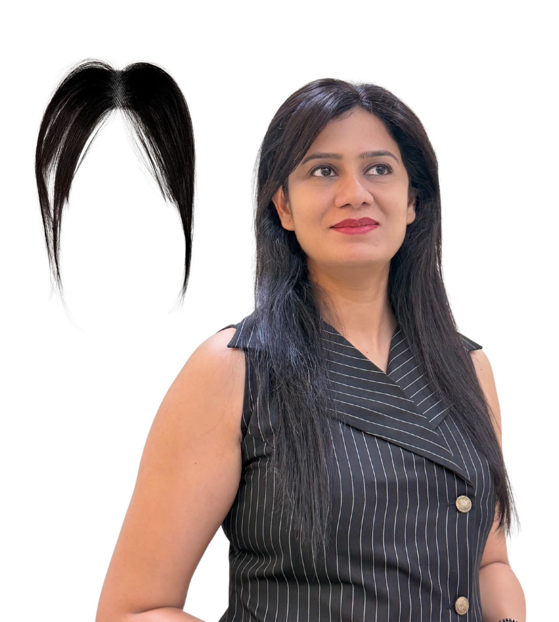 GOLDTIPS Clip-In Hairline with Curtain Bangs | 100% Human Hair Patch | Instant Hairline Coverage, Volume & Trendy Bangs | Natural-Looking Clip-In Hair Enhancer for Women & Girls | Lightweight & Easy to Wear-picture-25