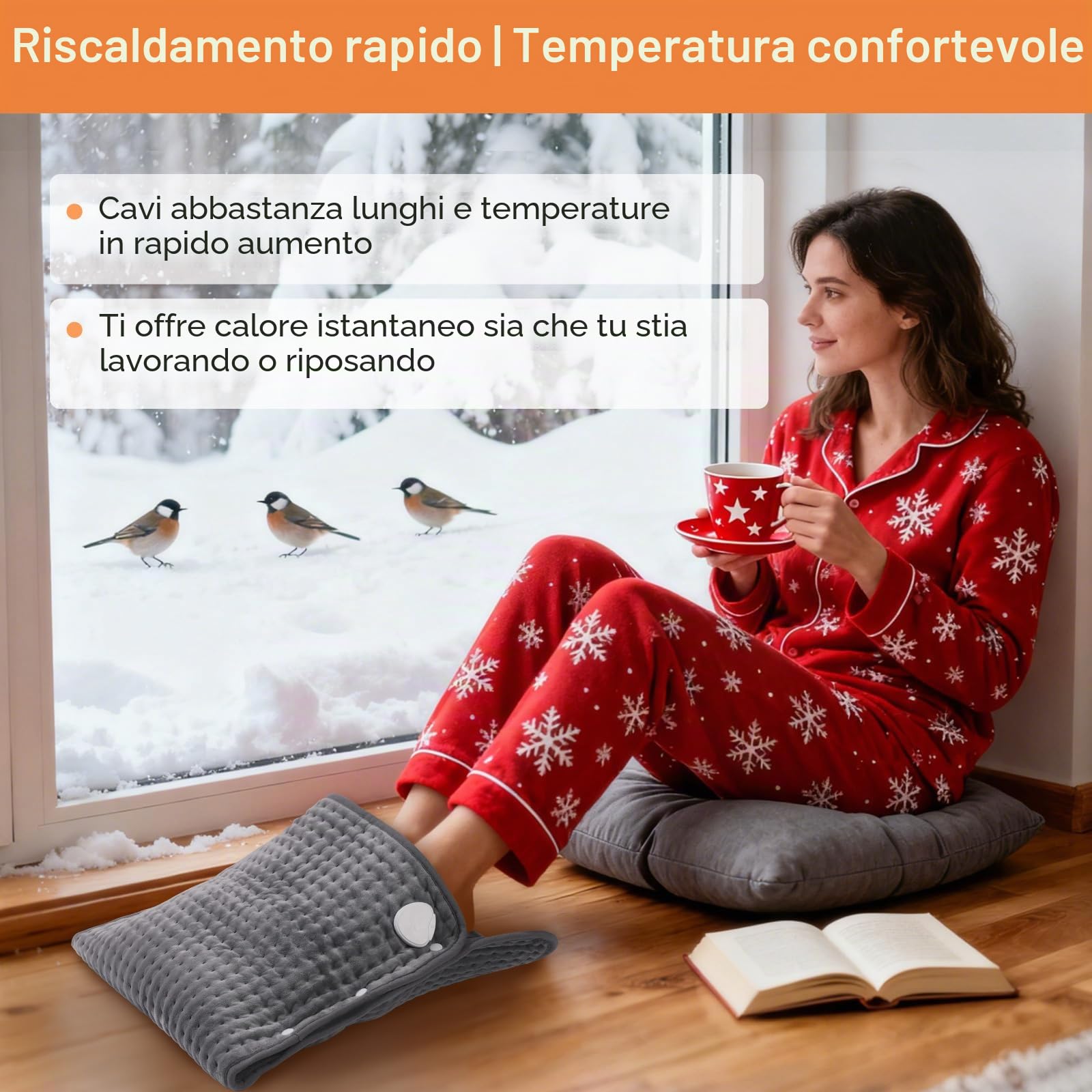 CYFIE Scaldapiedi 2 in 1, Scaldapiedi Elettrico e Termoforo Elettrico, Timer Regolabile 45-120 Minuti, Temperatura Regolabile 30-70°C,Spegnimento Automatico, per Piedi, Schiena, Addome, ecc