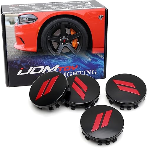 iJDMTOY Juego de 4 piezas 63 mm 2.5 pulgadas Rojo // Cobertura de Centro de Llanta con Corte para Reemplazo