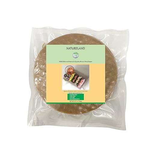 Natureland Brown Rice Paper (Small 6.2 in) Vegan Roll Low Carb Rice Paper For Spring Roll Wrappers Gluten Free Dumpling & Won Ton Wrappers, Favorable to our Natureland Tea & Kopi Luwak Coffee products