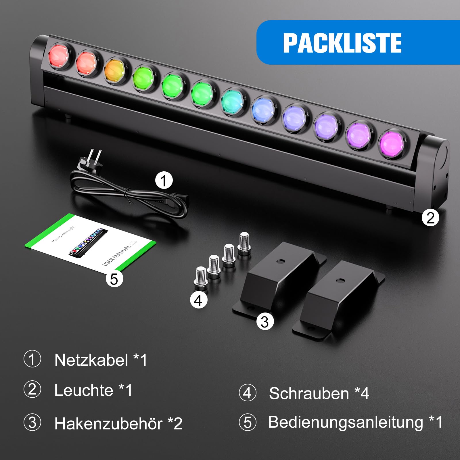 12x20W RGBW Lyre LED Beam Wallwasher Lumière, d-mx512(7/11/55CH)/Contrôle Sonore Actif Y-axis 180° Barre Lumineuse Professionnelle pour Scène Discothèque Soirée Concert