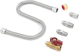 Stanbroil One Stop Gas Appliance Hook Up Kit - Brass Gas Ball Valve and Flexible Gas Connector with Fittings for Garage Heaters, Gas Stoves, Wall Mounted Heaters, Gas Fireplace and Gas Dryer