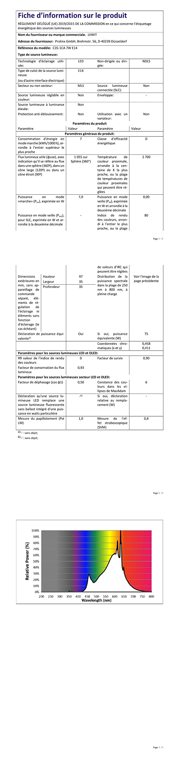 LVWIT 7W Ampoule LED E14 à Filament, LED ampoule 1055 Lumen, Equivalent