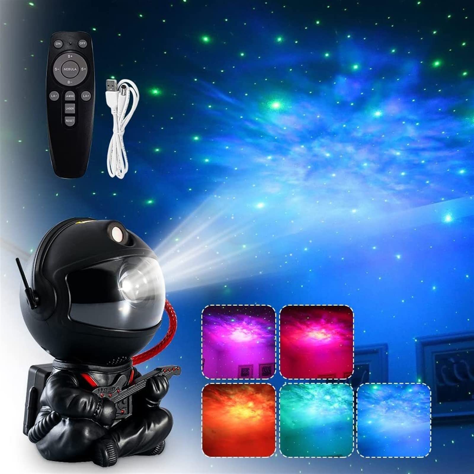 Proyector de luz nocturna de estrella con ángulo de cabeza ajustable, proyector de luz de astronauta, proyector de estrella de astronauta con control remoto, proyector de techo estrellado for decoraci