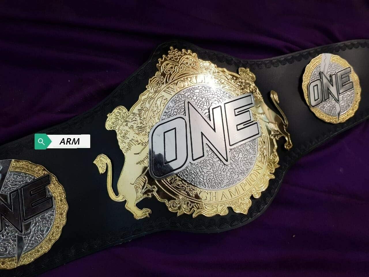 Maxan One Championship Belt Real Leather Replica Wrestling Belt Adult Size, Large, Black