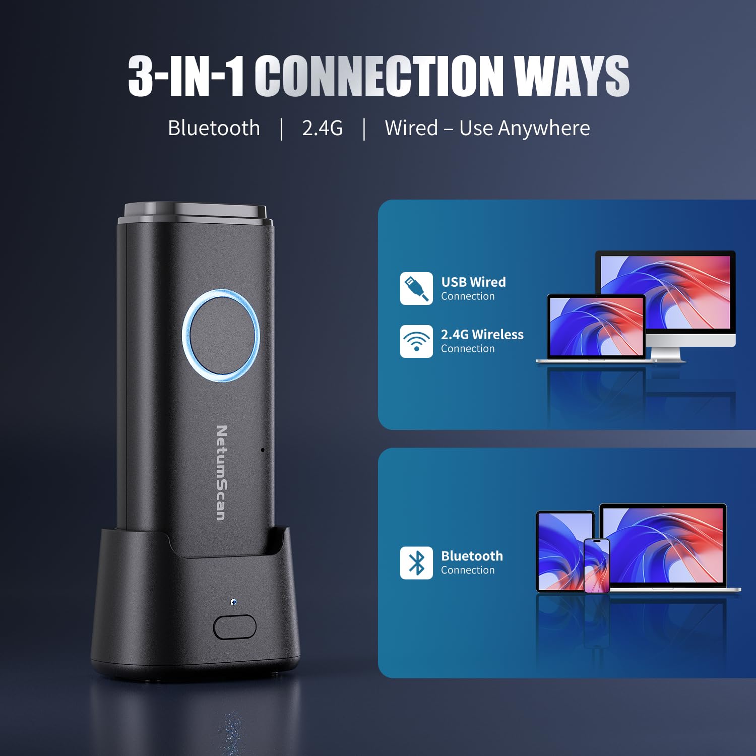 NetumScan Scanner portatile Bluetooth per codici a barre 1D/2D/QR U820