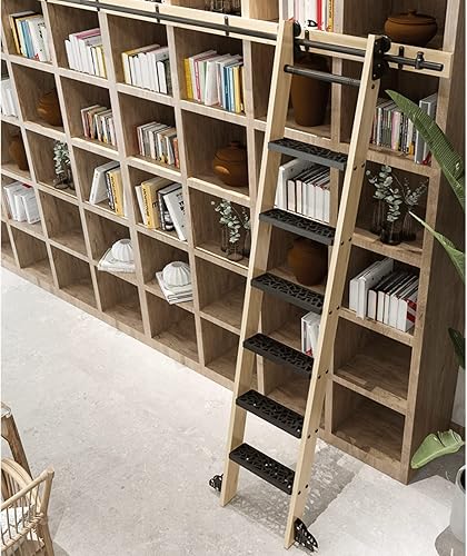 BRJOY Kit de rodamiento de escalera de biblioteca, kit de herramientas de riel corredizo, sistema de riel de escalera de madera corrediza, kit de