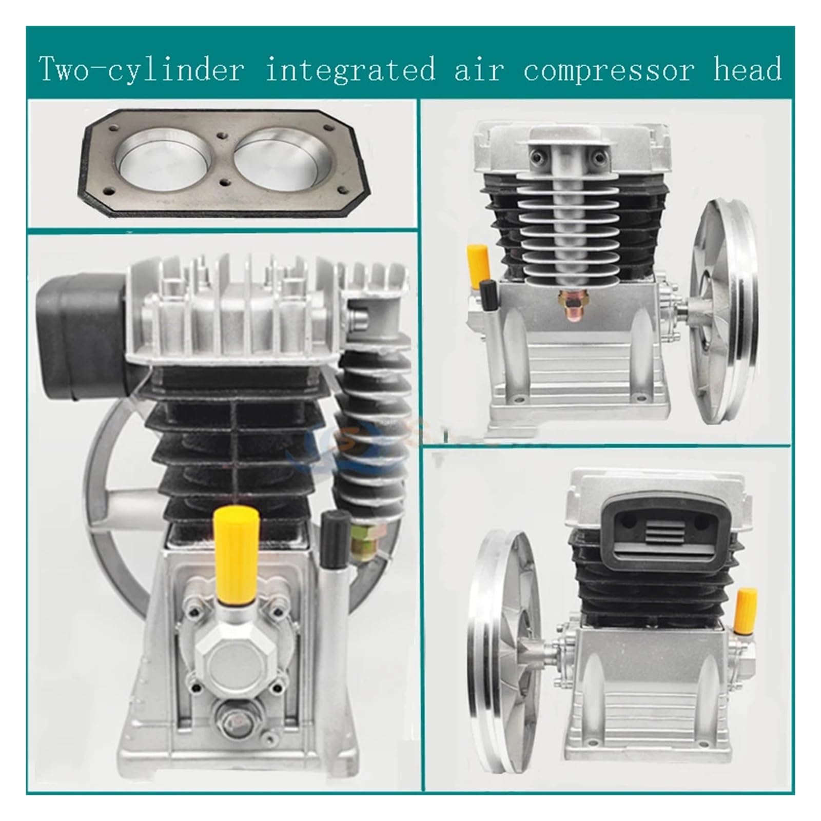 Compresor de aire Cabezal de bomba de doble cilindro 65, cabezal de bomba de doble cilindro tipo pistón de 2,2 KW 1300 rpm Estructura de cabezal de varilla de 1 etapa 11 para profesionales y aficionad