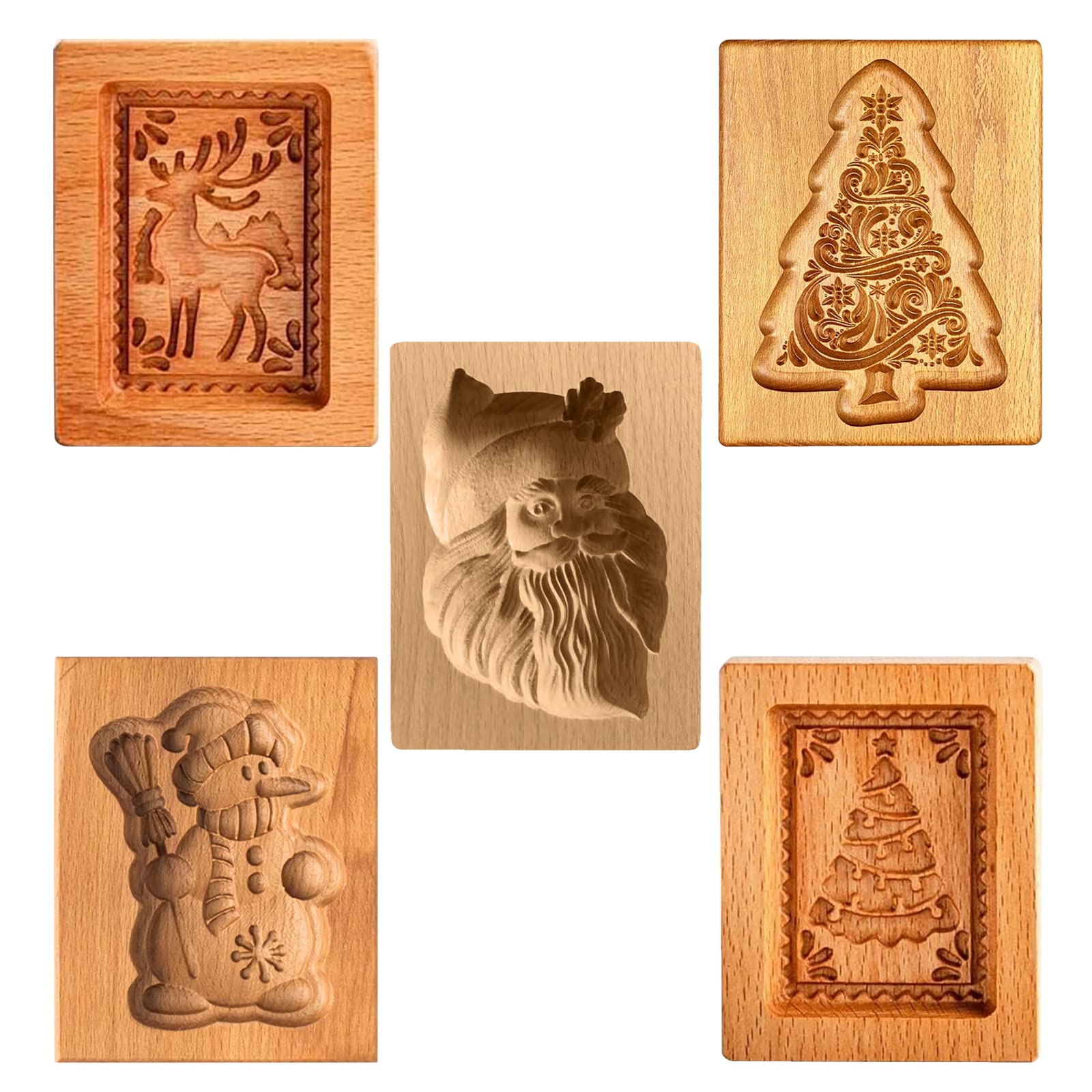 Wooden Cookie Biscuit Mold, 3D Baking Embossing Craft Decorating Tool, Suitable for Halloween Thanksgiving Christmas Kitchen DIY