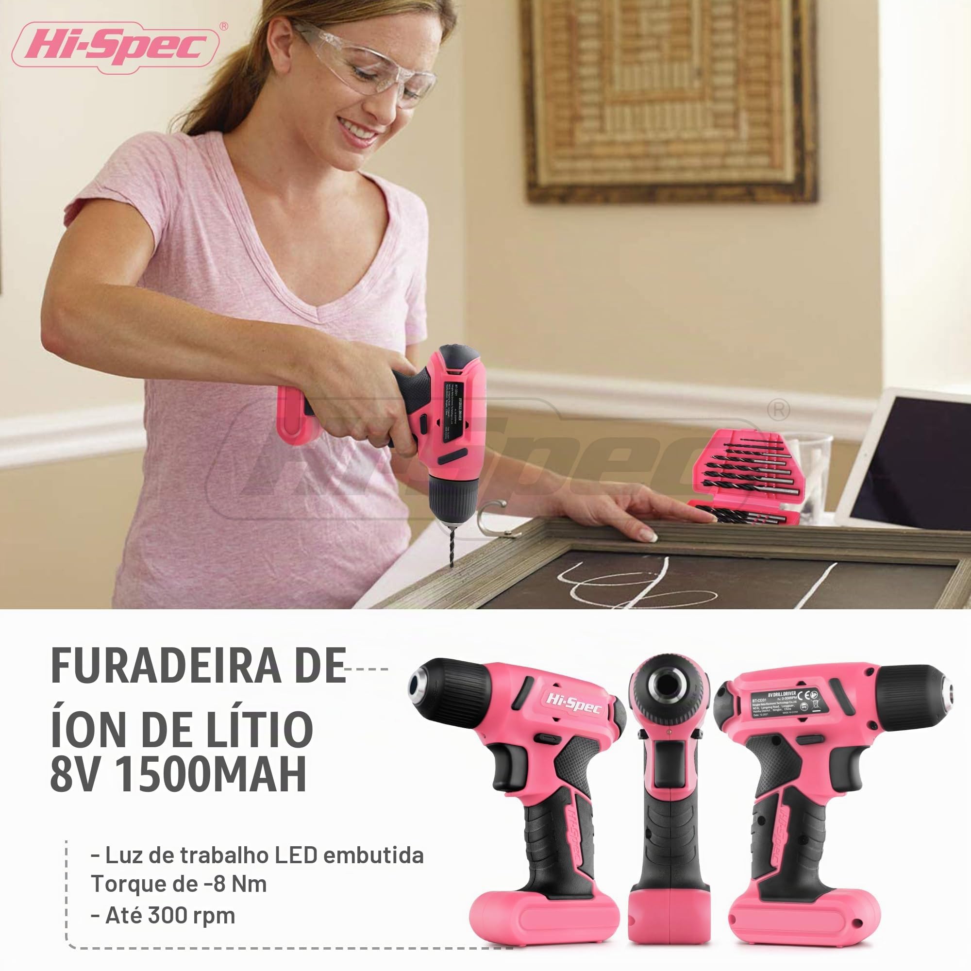 Four Sis & Co. ブライダルインナー 3点セット E65 64 Hi-Spec 57 peças rosa 8 V USB furadeira elétrica e kit de