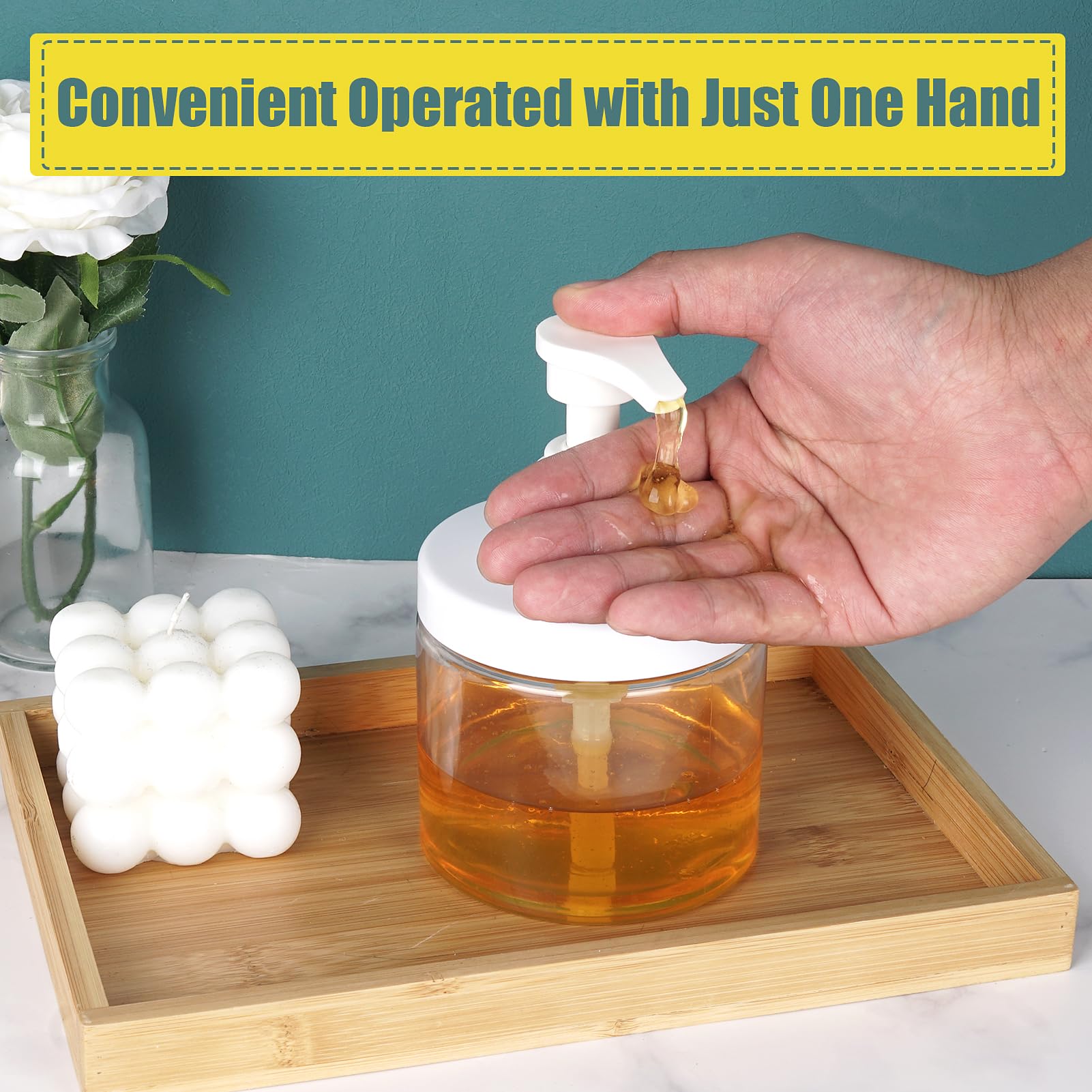 Dispenser Per Flaconi Con Pompetta 2 Pezzi 500ml/16.9oz Flaconi Con Pompetta Ricaricabili In Plastica A Bocca Larga Stile Barattolo Senza BPA Flaconi Vuoti Con Pompetta Per Bagno Doccia Contenitori