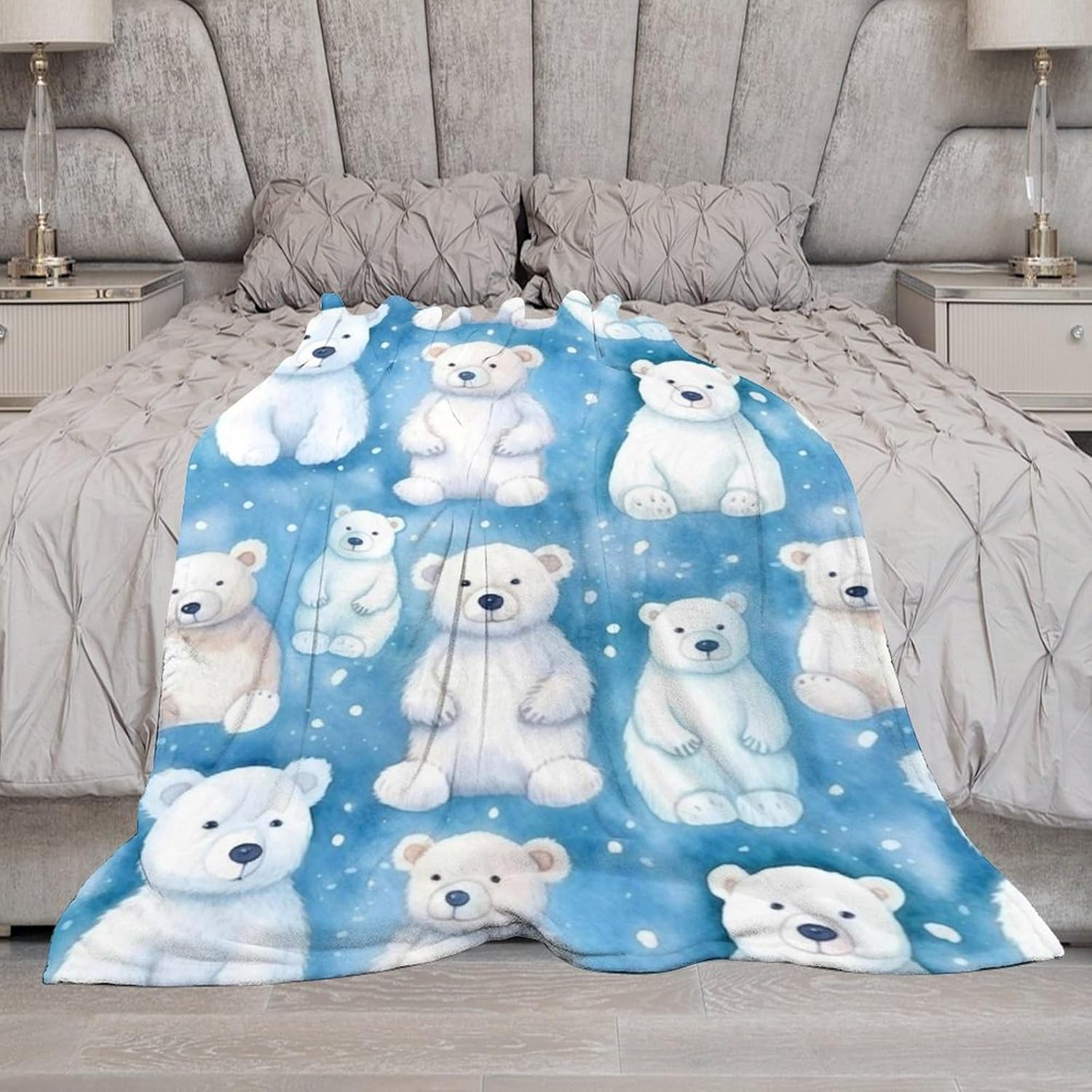 Polar Bear Blanket Polar Bear Gifts for Girls Boys Kids Woman Bears Lover Throw Blankets Soft Blanket Warm Fleece Flannel Plush Blankets for Bed Sofa Couch 40"x50" - Image 2