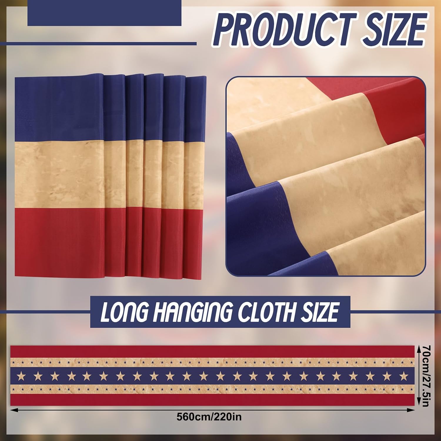 Gilprop 4 Pcs Vintage Tea-stained Bunting America Flag with Star 250th Anniversary Patriotic Decoration Triangle Flag Garland Front Door Display for 4th of July Independence Day (style3, 20 in x 20ft)