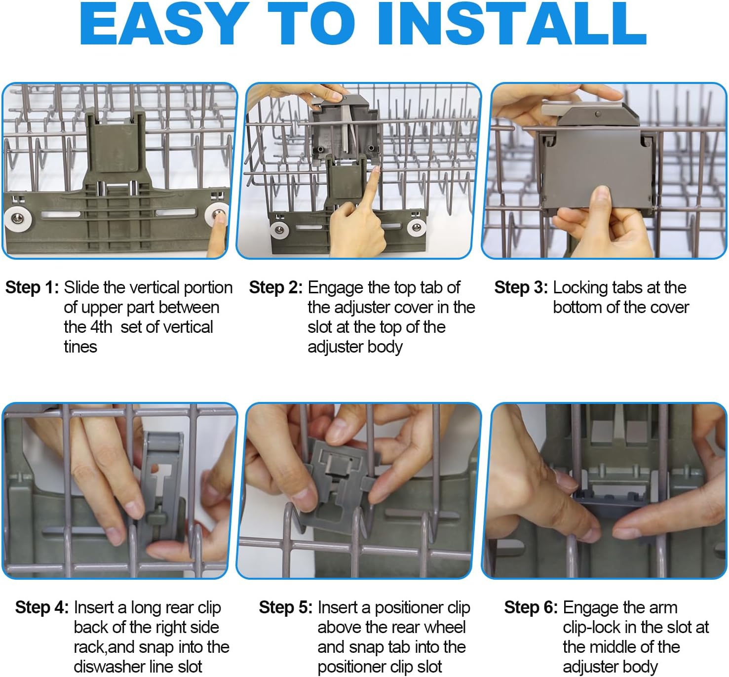 Upgraded W10350376 W10350374 Dishwasher Upper Rack Parts &Upgraded W10320665 Dishwasher Adjuster Housing(Only Right Hand) for Whirlpool Kenmore Elite Dishwasher Replacement Parts