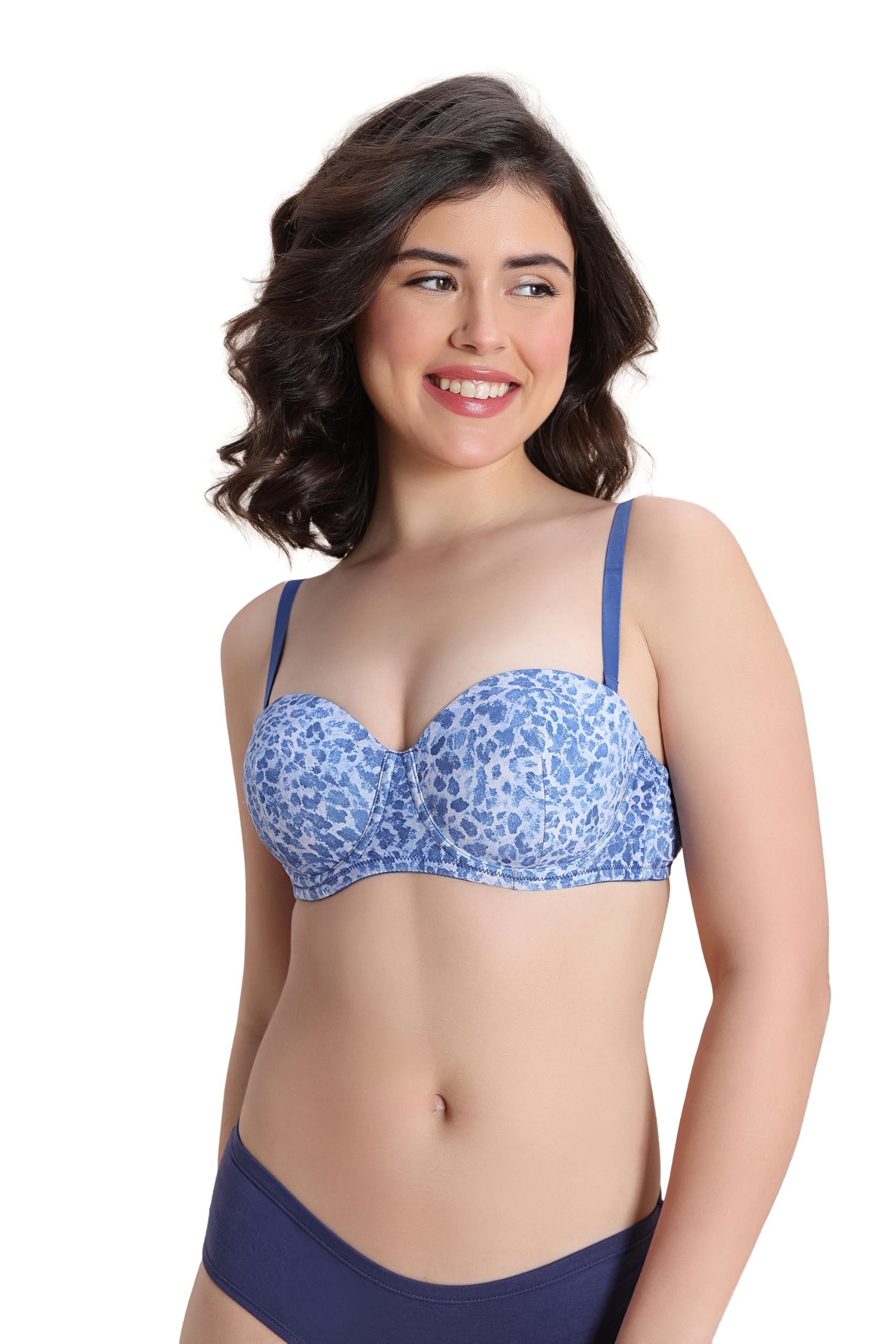 zivame Padded Wired 3/4th Coverage Strapless Bra-Grass Green Floral-picture-53