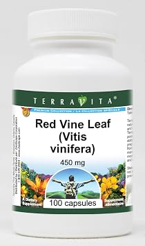 Terravita Red Vine Leaf (Vitis vinifera) - 450 mg (100 Capsules, ZIN: 511411)