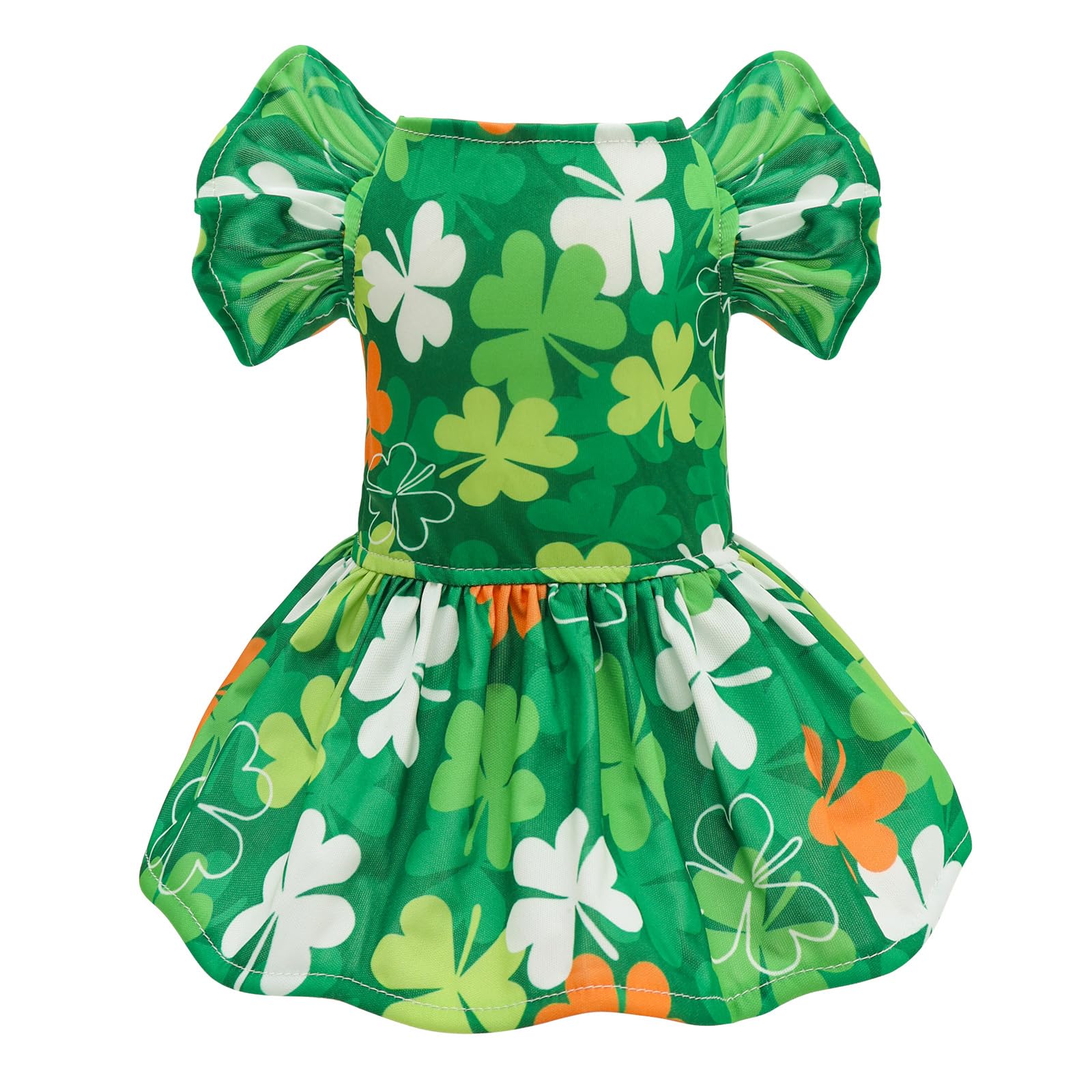 CuteBone Frilly Dog Dress Princess Puppy St.Patrick's Day Dresses with Ruffled Sleeves Cat Clothes Outfit for Small Dogs Girl Pet Apparel