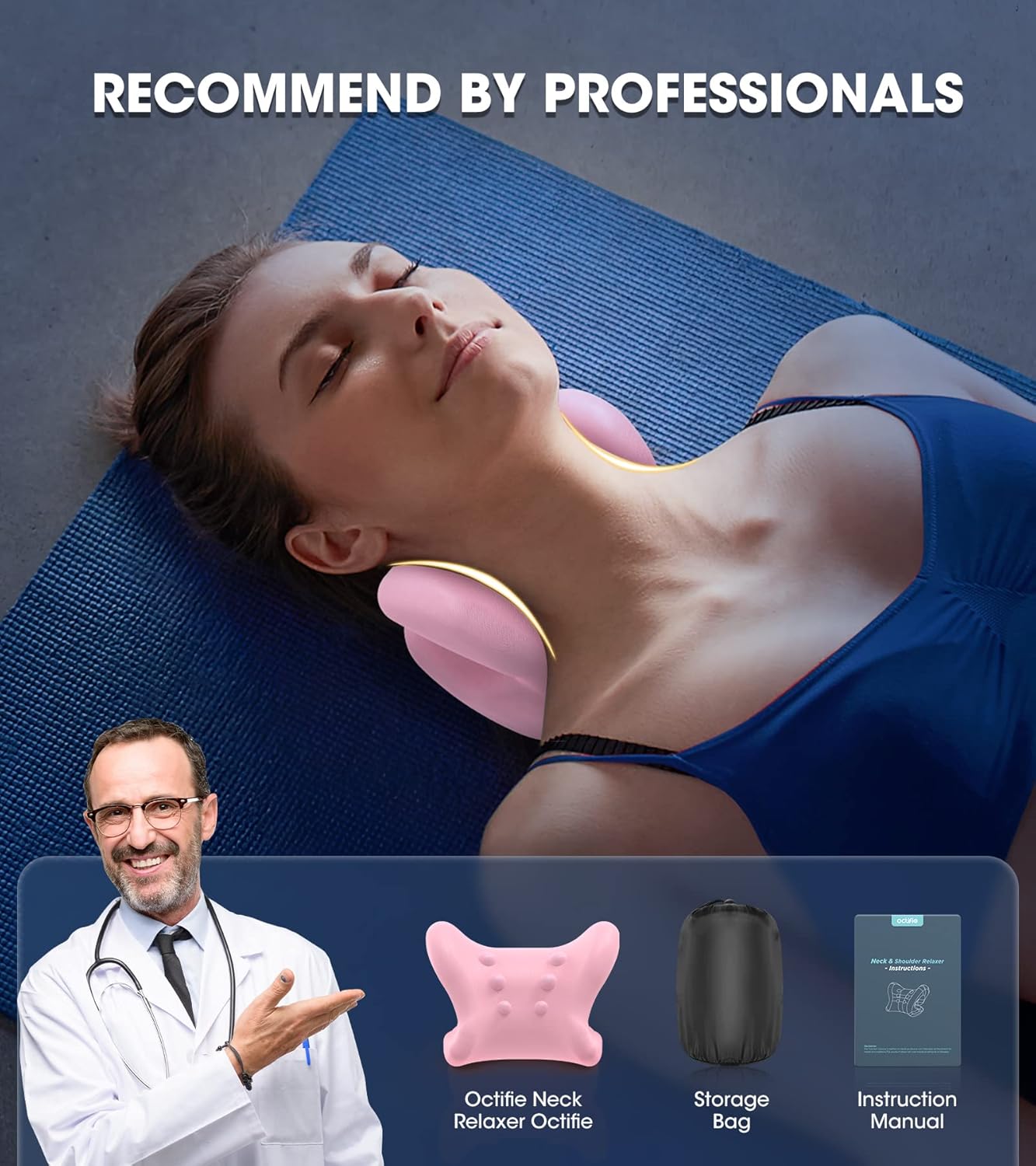 Odorless Neck Stretcher for Neck Pain Relief, Ergonomic Neck Cloud Cervical Traction Device Chiropractic Pillow for Spine Alignment, Neck and Shoulder Relaxer for TMJ Headache Muscle Tension