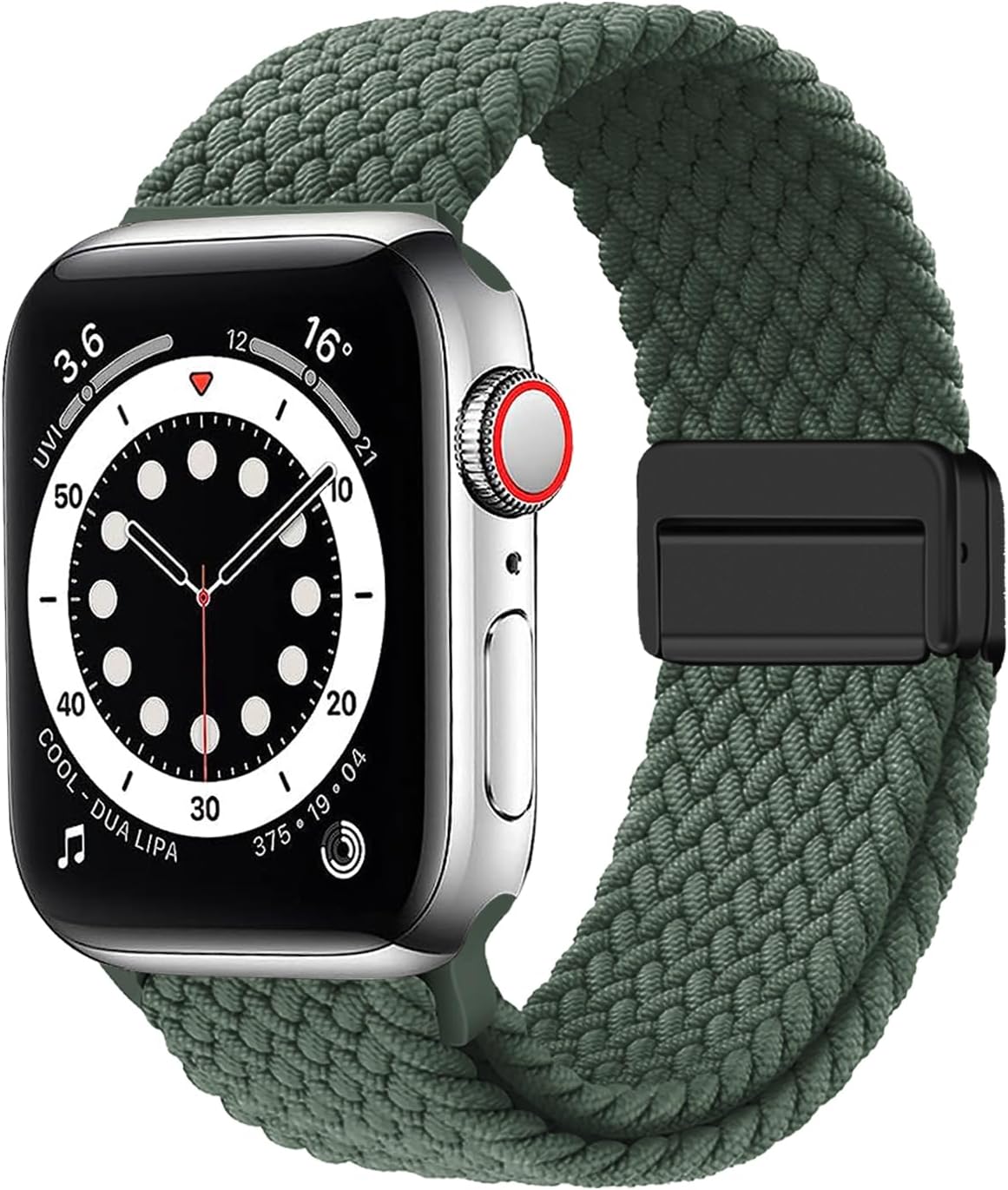 Sport Solo Loop Compatible with Apple Watch Band 42mm 44mm 45mm 49mm for Women Men,Adjustable Magnetic Stretchy Nylon Braided Wristband for iWatch Series 9 8 7 6 5 4 3 Ultra 2 SE SE2,Green - Image 9